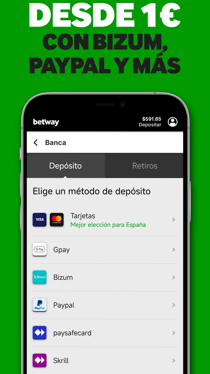 Captura oficial de la app de Betway en la App Store española