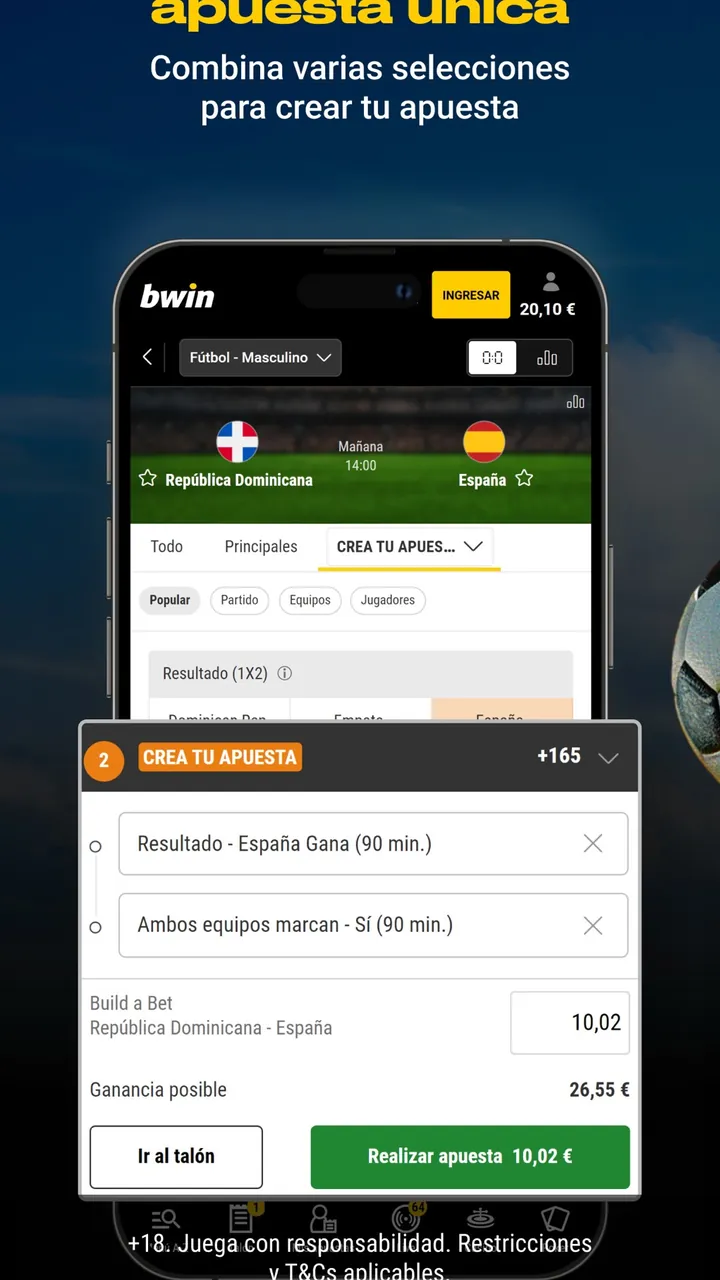 Captura oficial de la app de Bwin en la App Store española